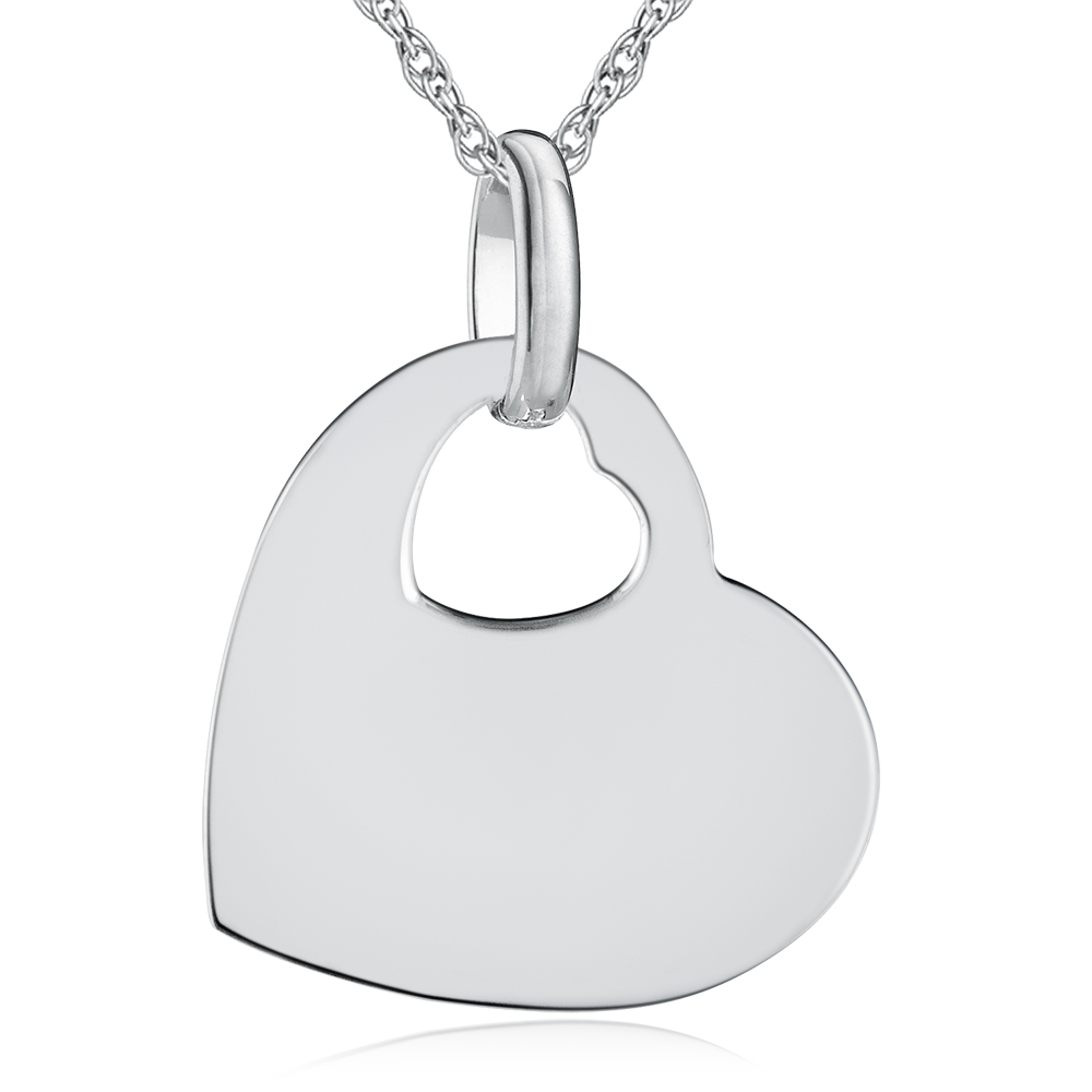 Offset Heart Necklace, Personalised, Sterling Silver