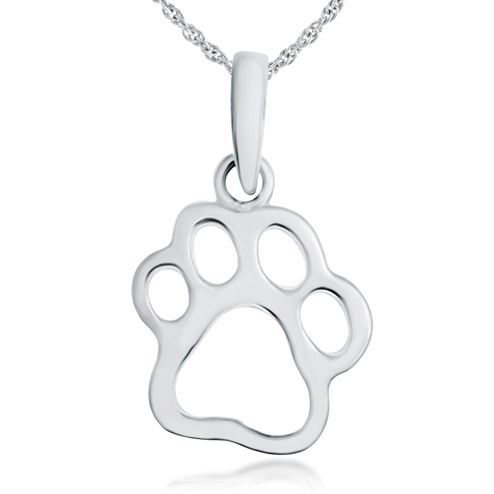 Paw Print Necklace, Sterling Silver