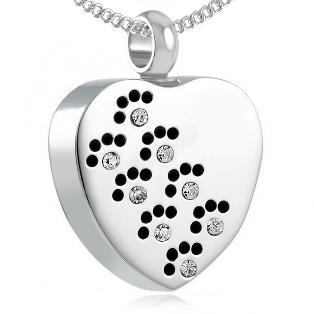 Paw Prints Clear Ashes Urn Cremation Locket, Personalised