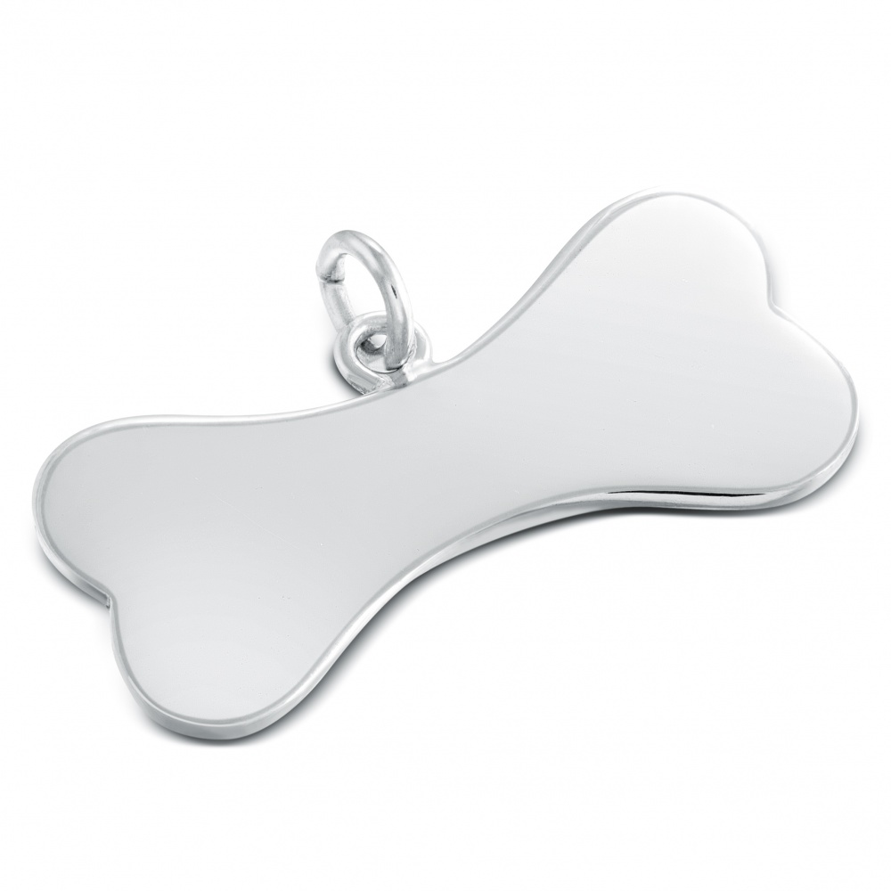 Pet Bone ID Tag for Dogs & Cats Personalised, Sterling Silver