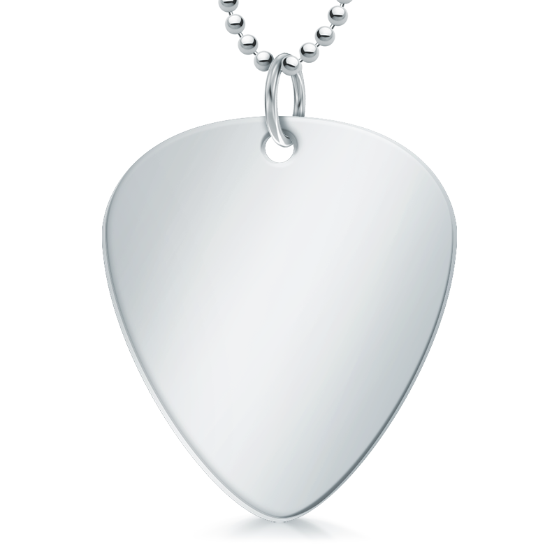 Plectrum Necklace, Personalised / Engraved, 925 Sterling Silver