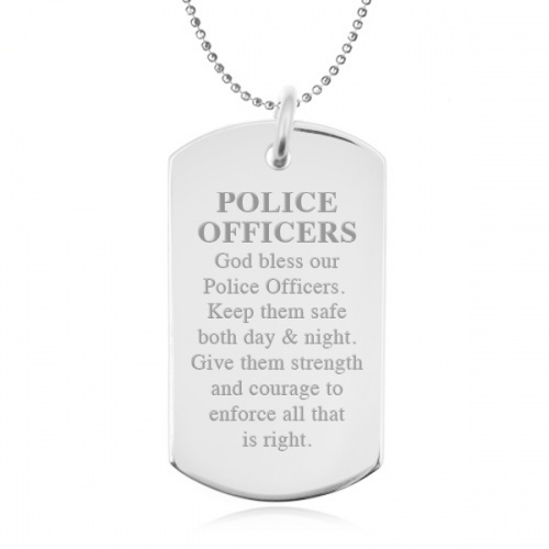 Police Officers Prayer Sterling Silver Dog Tag Necklace (can be personalised)