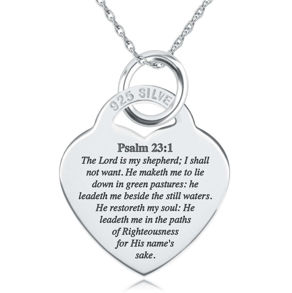 The Lord is My Shepherd Psalm 23:1 Necklace, Personalised, 925 Sterling Silver