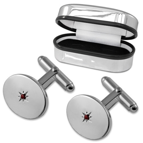 Ruby Oval Sterling Silver Cufflinks (can be personalised)