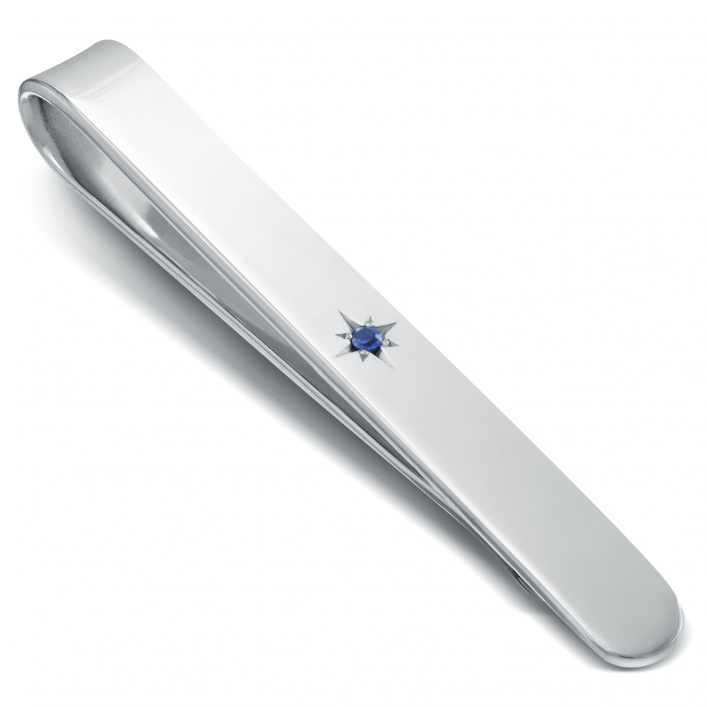 Sapphire & Sterling Silver Tie Slide (can be personalised)