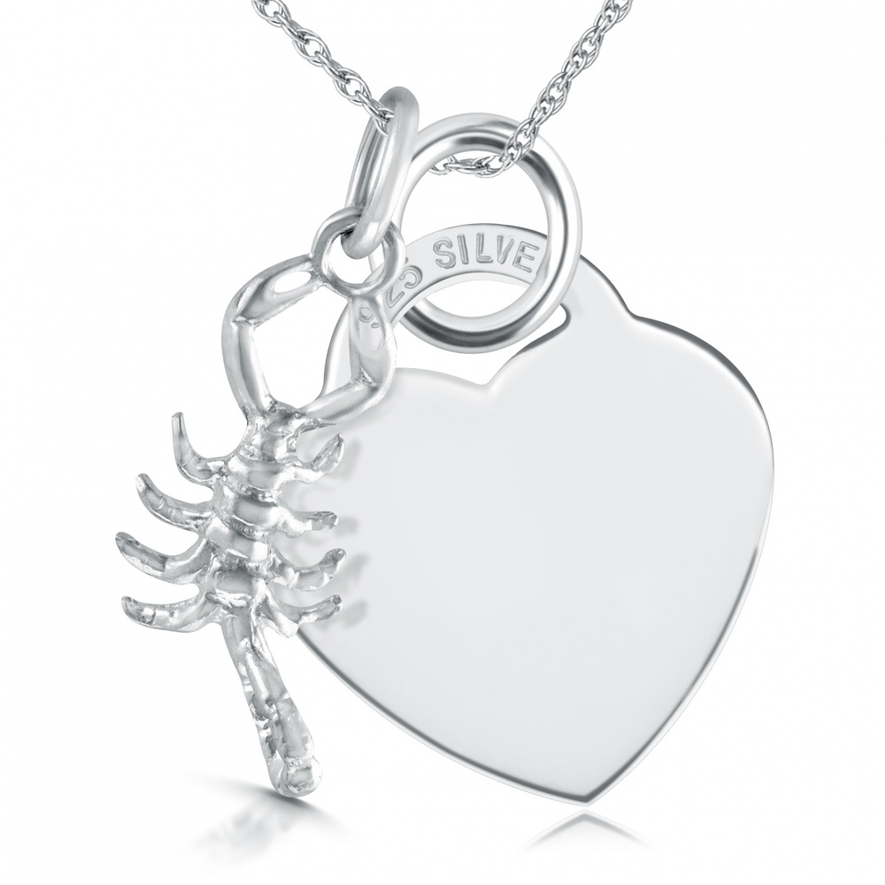 Zodiac Scorpio Star Sign & Heart Sterling Silver Necklace (can be personalised)
