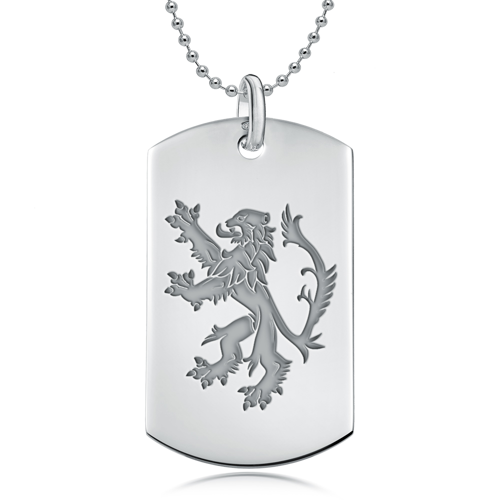 Scottish Lion Sterling Silver Dog Tag Necklace (can be personalised)