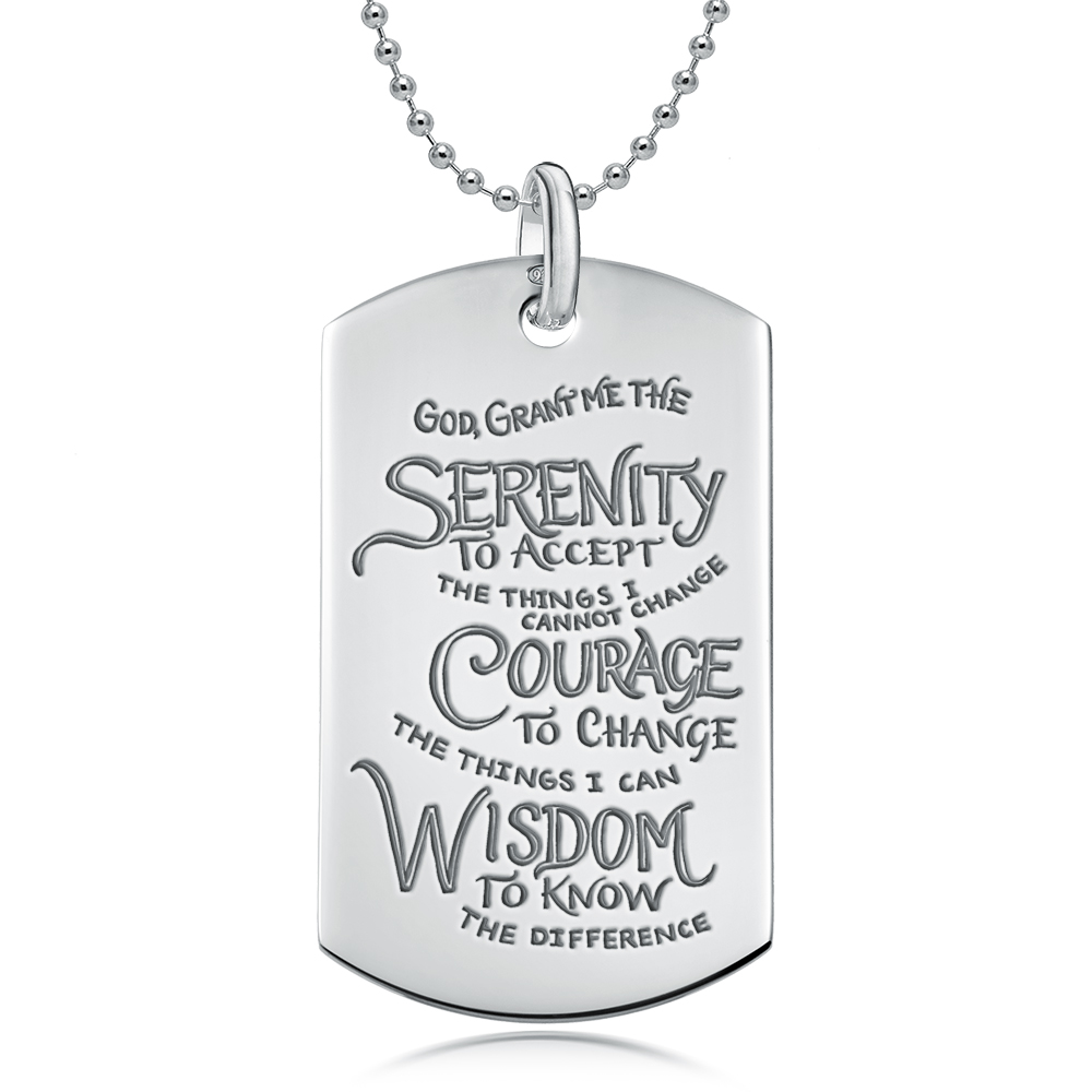 Serenity Prayer Sterling Silver Dog Tag Necklace (can be personalised)