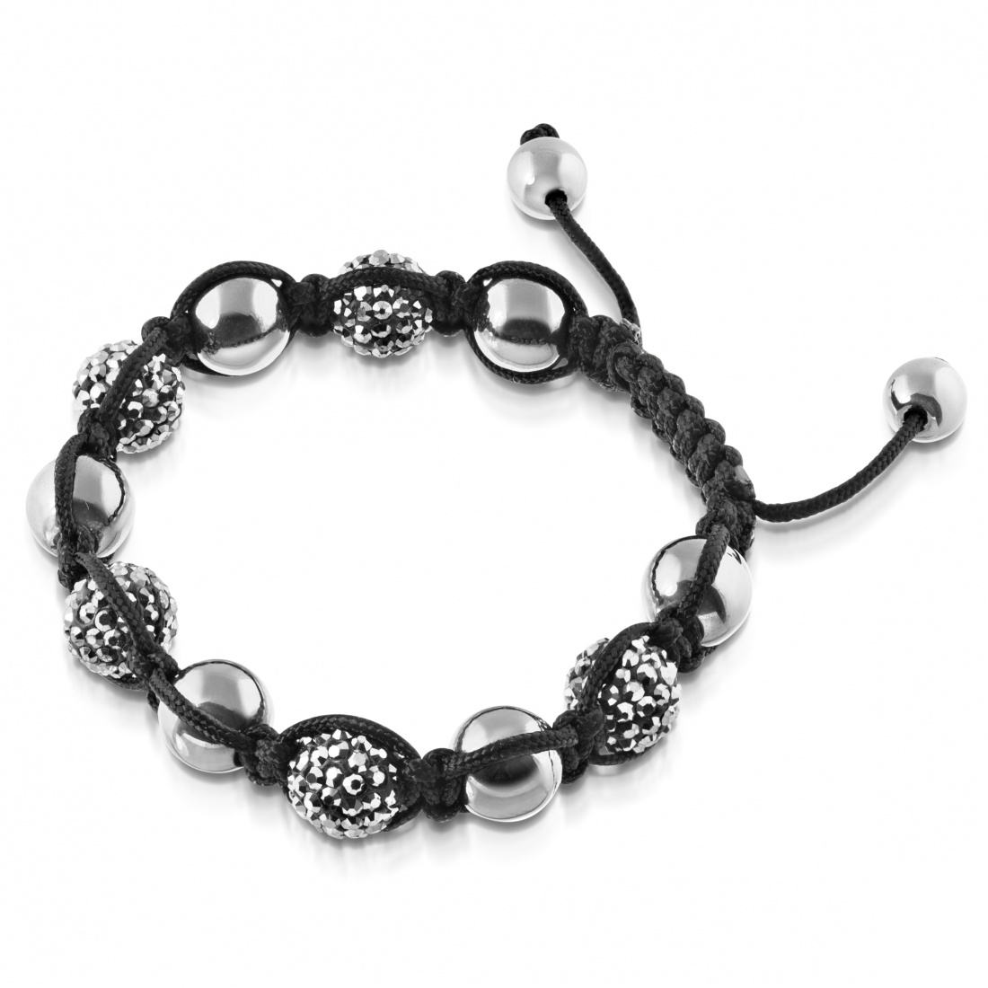 Shamballa Bracelet, Black with Crystal Beads