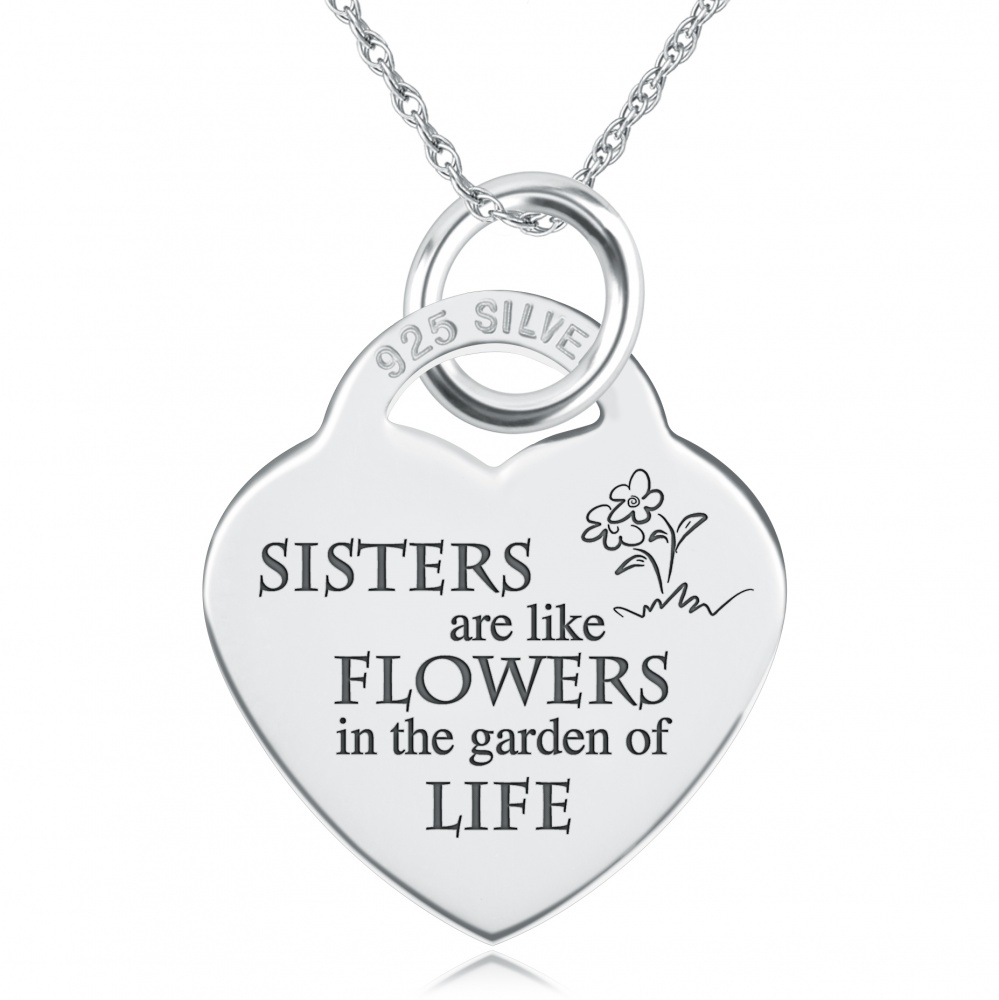 Sisters Are Like Flowers Necklace, Personalised, Sterling Silver