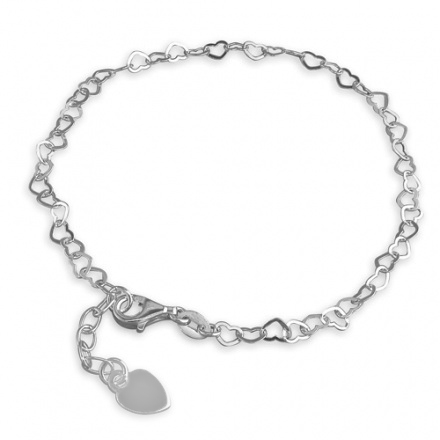 Open Hearts Sterling Silver Chain Anklet (can be personalised)