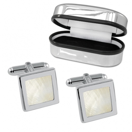 Square Mother of Pearl & Sterling Silver Cufflinks (can be personalised)