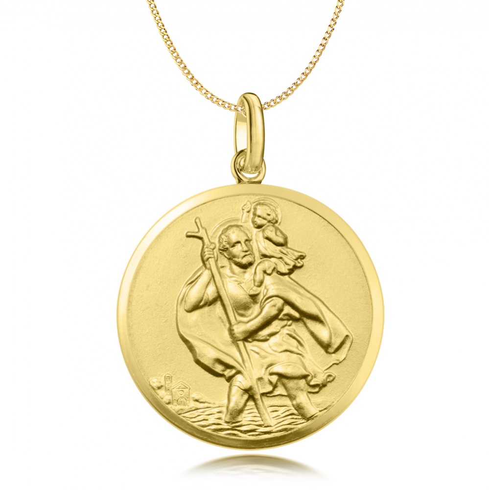 Large St Christopher Pendant 9ct Yellow Gold (can be personalised)