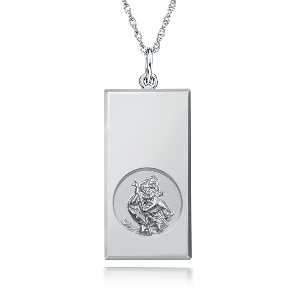 St Christopher Ingot Necklace, 925 Sterling Silver, Personalised