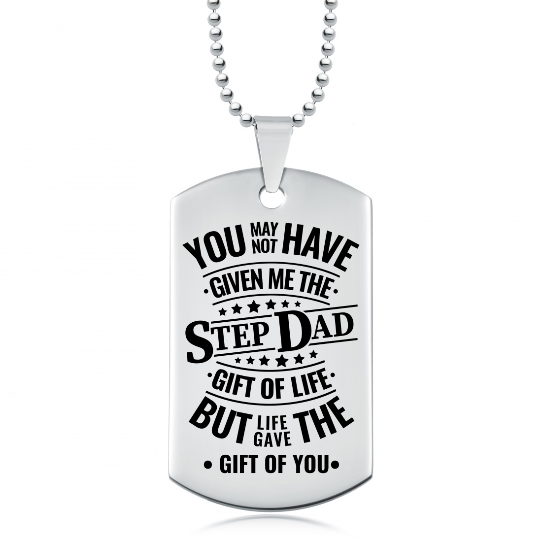 Step Dad Dog Tag Necklace Personalised, Gift of Life, Gift of You