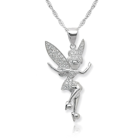 Tinkerbell Necklace, Cubic Zirconia and Sterling Silver