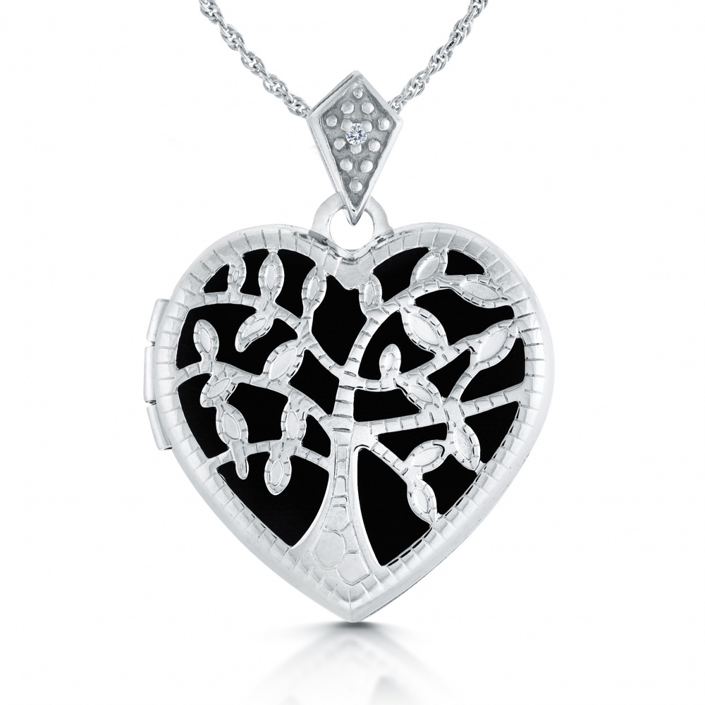 Tree of Life Locket Personalised, Heart Shaped, Sterling Silver