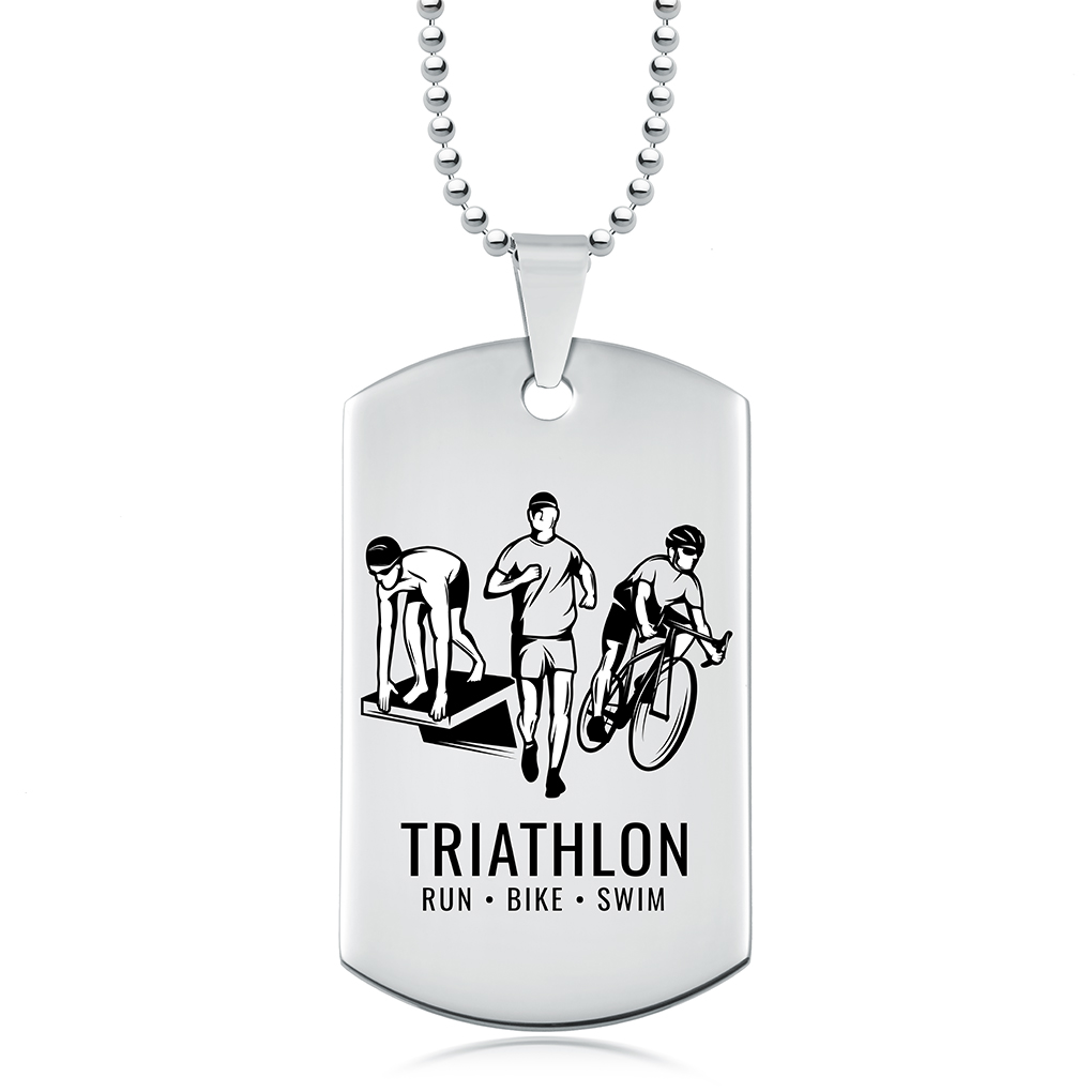 Triathlon, Run, Bike, Swim Dog Tag, Personalised