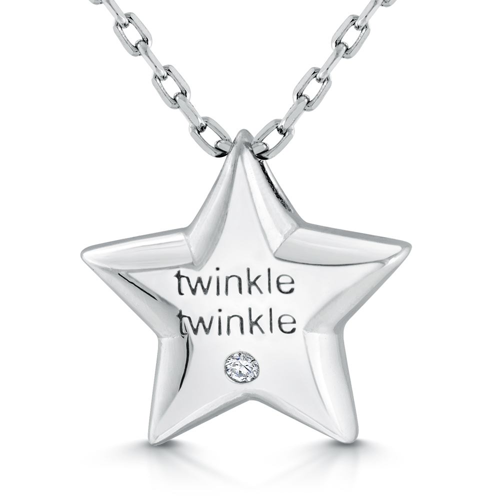 Girls Twinkle Twinkle Star Necklace, Cubic Zirconia & 925 Sterling Silver