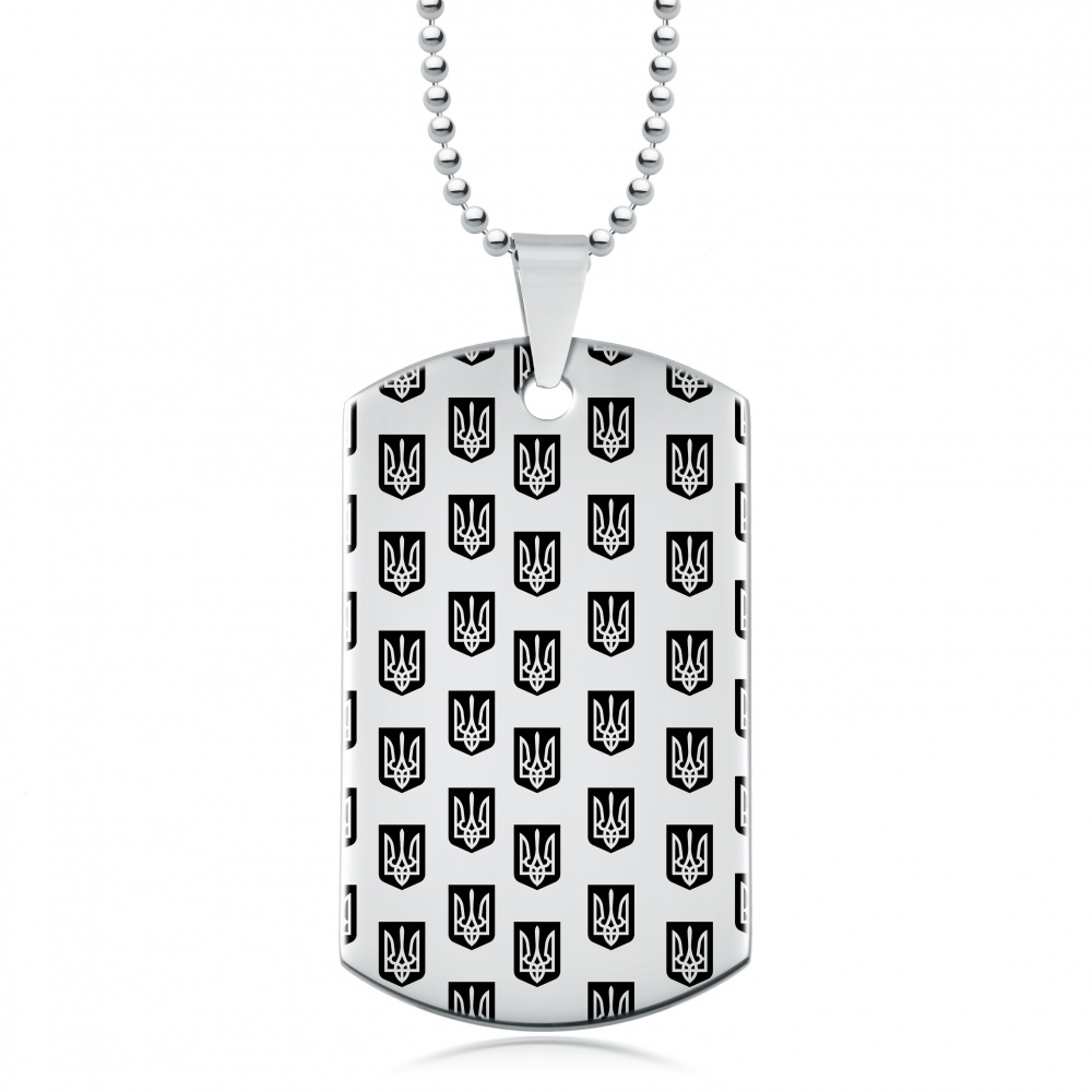 Ukraine Coat of Arms Background Dog Tag, Personalised / Engraved, Stainless Steel
