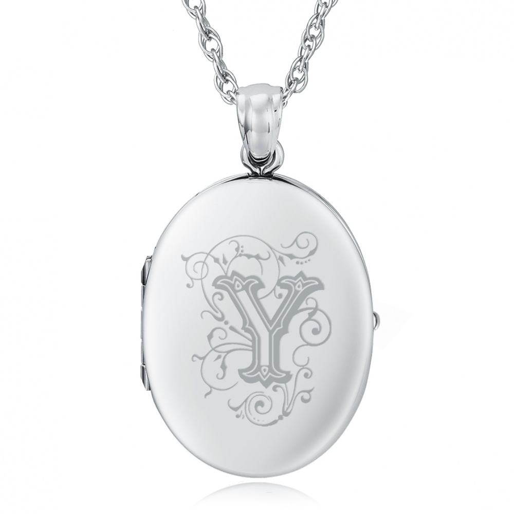 Initial/Letter Y Sterling Silver 2 Photo Locket (can be personalised)