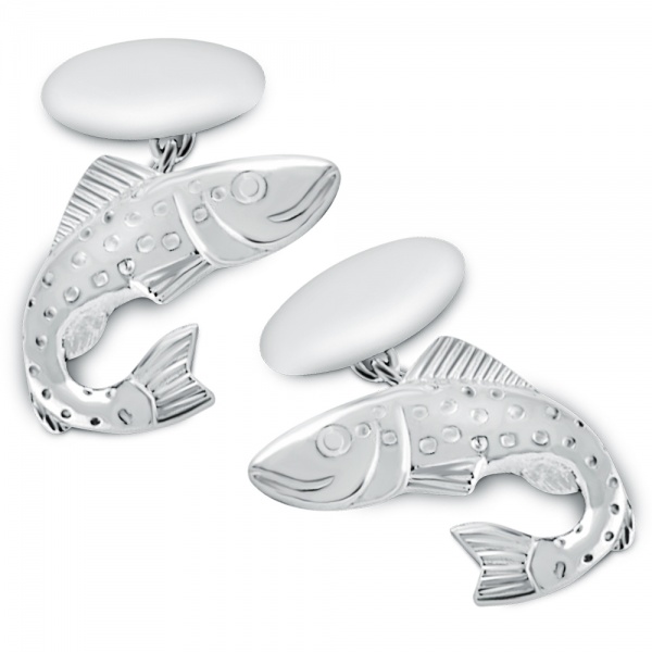 Leaping Fish Sterling Silver Cufflinks (can be personalised)