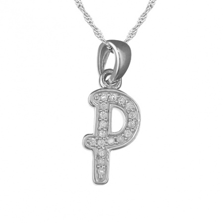 Girls Initial/Letter P Necklace Cubic Zirconia & Sterling Silver