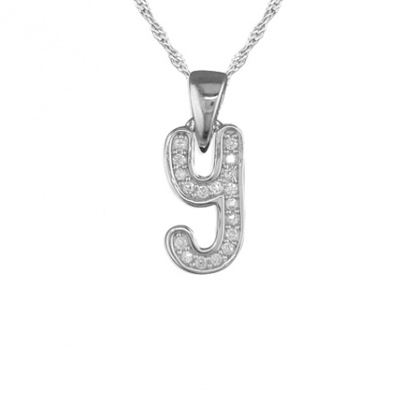 Girls Initial/Letter Y Necklace Cubic Zirconia & Sterling Silver