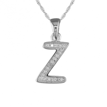 Girls Initial/Letter Z Necklace Cubic Zirconia & Sterling Silver