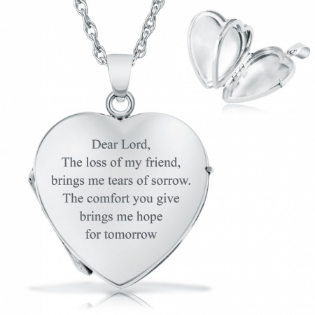 Loss of a Friend Locket, Personalisation Available, 4 Photo, Sterling Silver