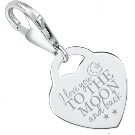 I Love You to the Moon & Back Charm, Personalised/ Engraved, 925 Sterling Silver