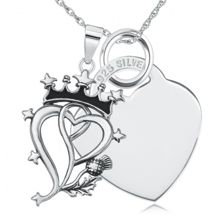 Luckenbooth and Heart Sterling Silver Necklace (can be personalised)