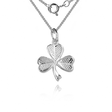 A Lucky Irish Shamrock' 925 Solid Silver Necklace/ Pendant with Gift Box