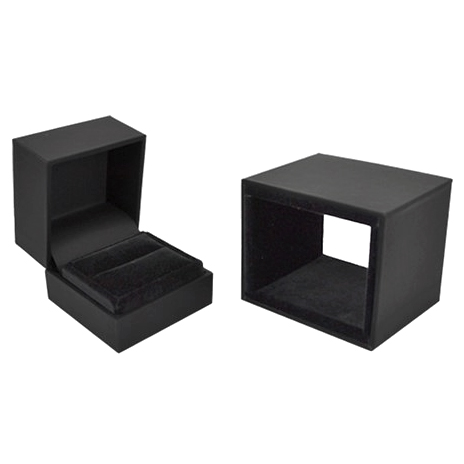 Ring Box, Black, 2 Piece, Soft Touch with Luxury Velvet