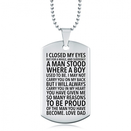 Proud of You Son Dog Tag, Personalised, Stainless Steel