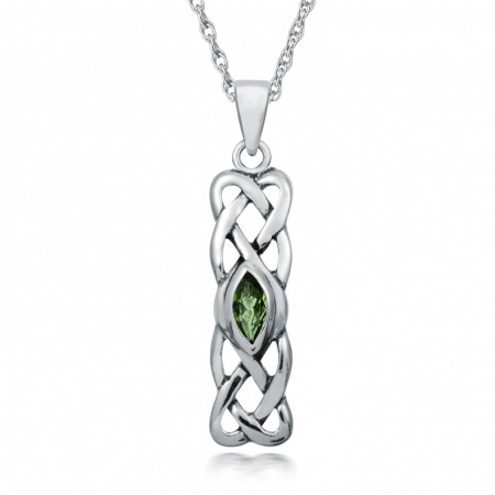 May Birthstone Celtic Knot Necklace, 925 Sterling Silver