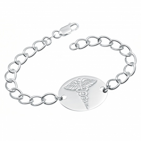 Ladies Medical Alert Bracelet, 925 Sterling Silver (can be personalised)