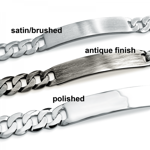 Mens Curb Chain ID Bracelet, Personalised, 925 Sterling Silver