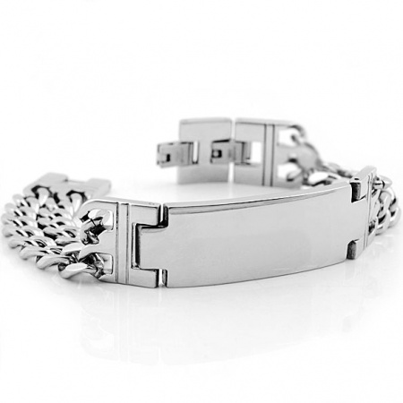 Mens Double Chain Stainless Steel ID Bracelet (can be personalised)