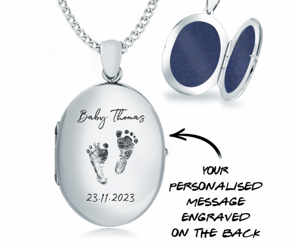 Baby Feet Locket, Personalised, Sterling Silver, Miscarriage