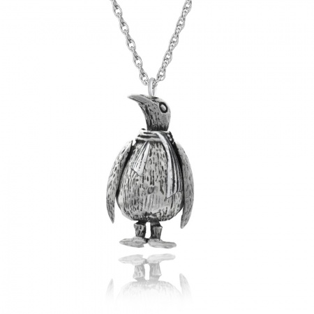 Moveable Penguin Necklace, 925 Sterling Silver