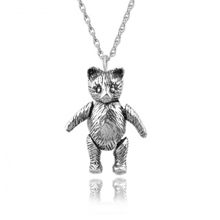 Moveable Teddy Bear Necklace, 925 Sterling Silver