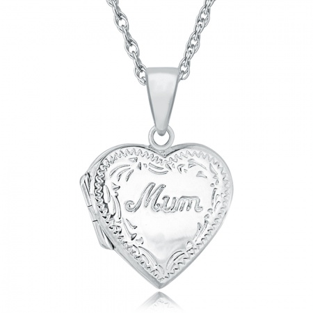 Mum Heart Locket, Personalised / Engraved, 925 Sterling Silver