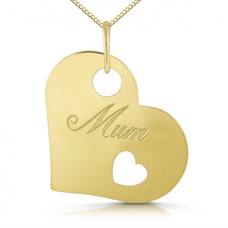 Mum Heart Pendant 9ct Yellow Gold (can be personalised)