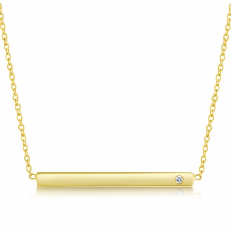 Name Bar Necklace, Personalised, CZ, and Gold Plated over Sterling Silver