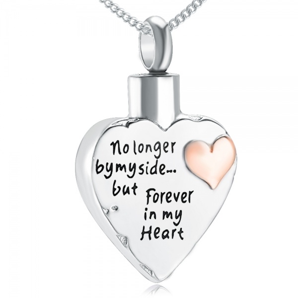 No Longer By My Side, but Forever in My Heart Ashes Cremation Locket Necklace