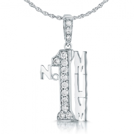Number 1 Mum Necklace, Sterling Silver with Cubic Zirconia
