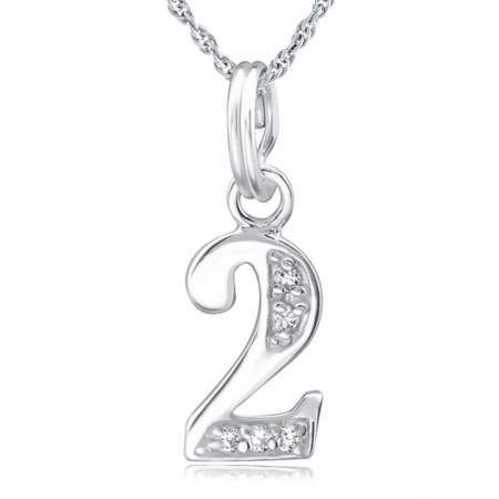 2nd Birthday Necklace, Number 2 Pendant, Sterling Silver