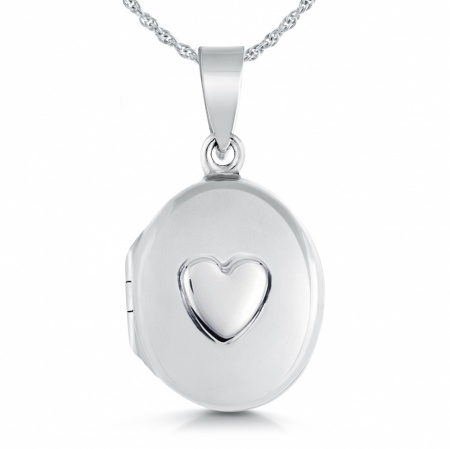 Ladies/Childs Small Oval Raised Heart Locket, Personalised, Sterling Silver