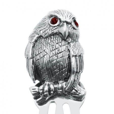 Owl Bookmark with Garnet Eyes, 925 Sterling Silver Hallmarked (can be personalised)